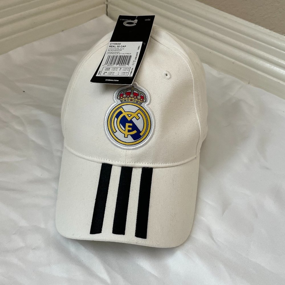 Real Madrid Adidas 3-Stripes HOME Cap (Hat) Brand NEW w/Tags One Size Fit White
